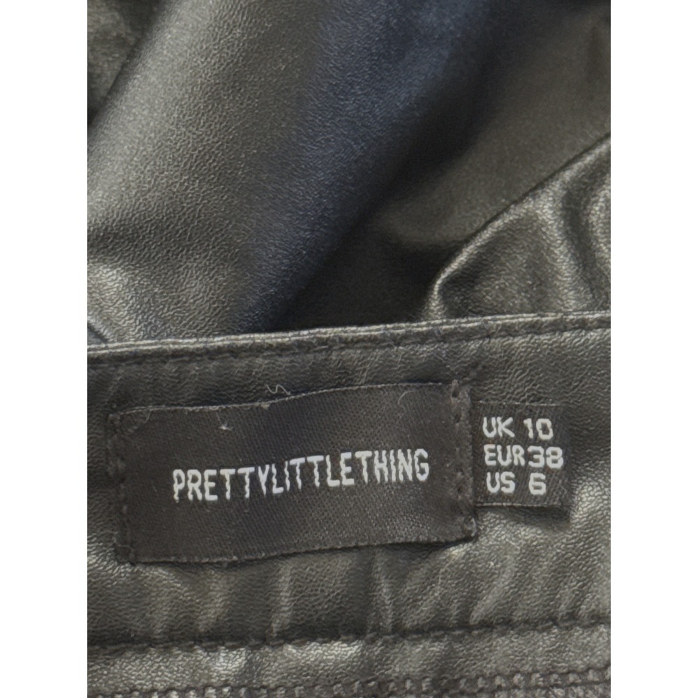 PrettyLittleThing Womens Black Faux Leather High Waisted Straight Leg Pants 6 - Picture 11 of 11